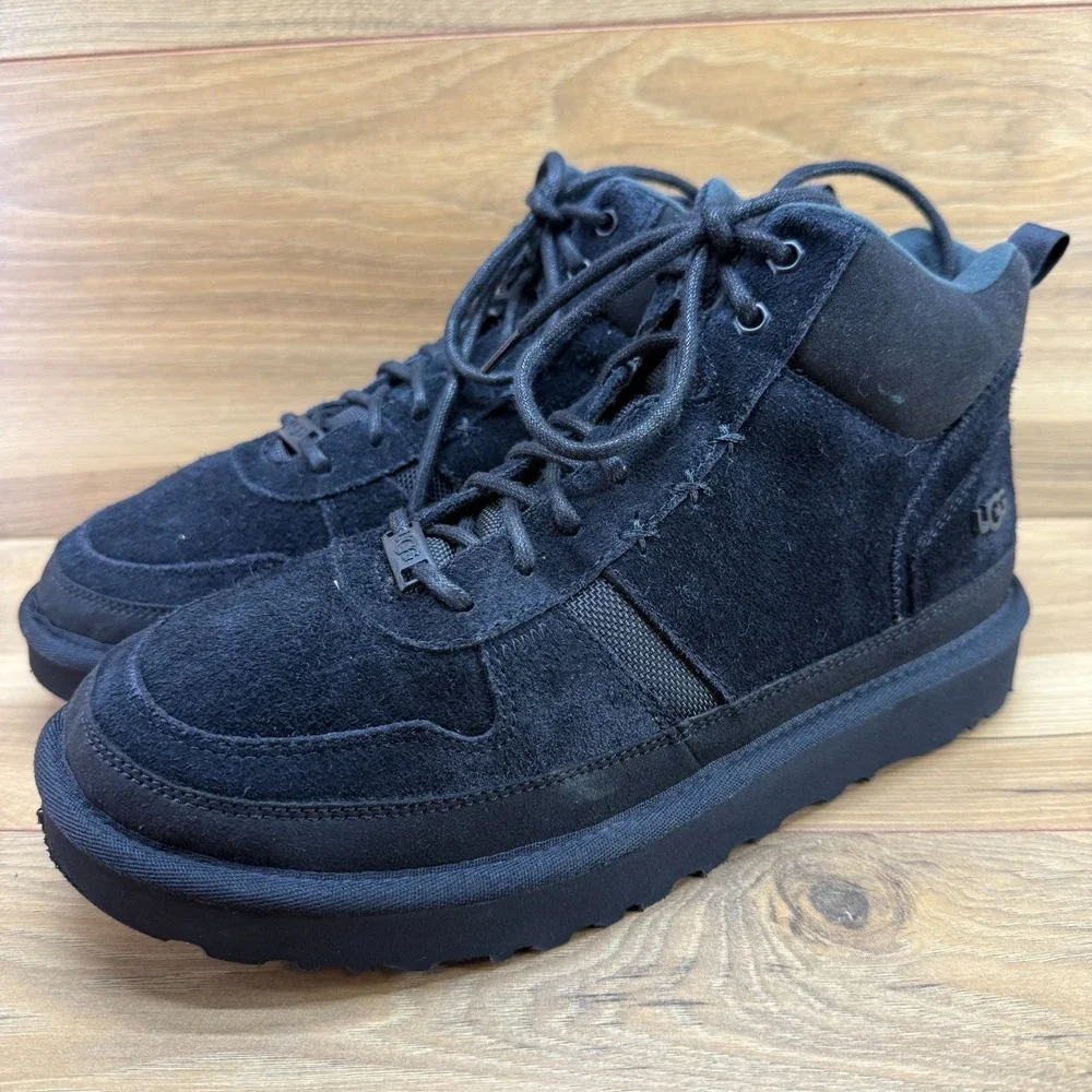 UGG Highland High Suede Ankle Boots Mens 9 Black High Top Streetwear Mixed Media